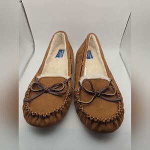 🥿 Arizona Jean Co Faux Fur Moccasin Slippers | Women’s 9 | Brown Suede Flats